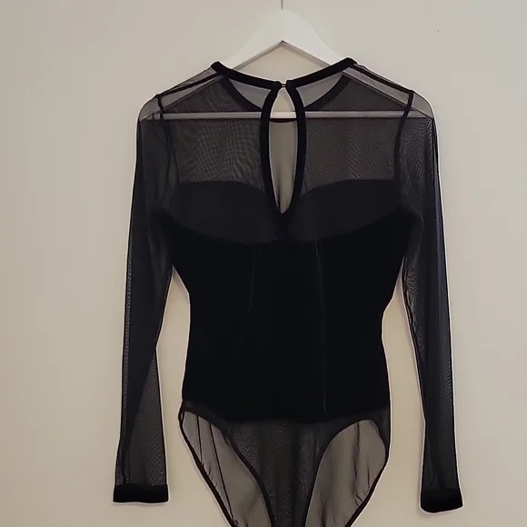 CLOSET CLEAROUT $10 | La Vie En Rose | Mess and velvet bodysuit | Size large - Picture 2 of 5